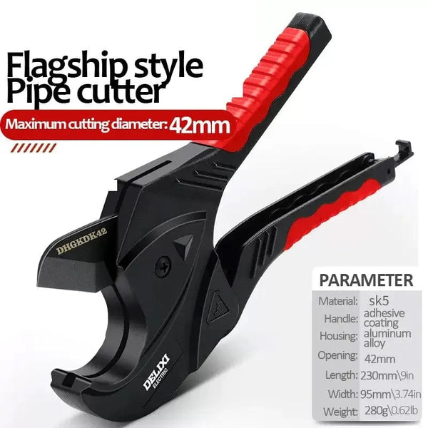 Planet Gates DHGDK33G DELIXI ELECTRIC Pipe Cutter，Pipe Scissors SK5 Material Ratchet Cutter PVC/PU/PP/PE Hose Cutting Hand Tool，for Plumber，Homeowners