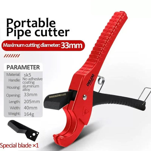 Planet Gates DHGDK33G DELIXI ELECTRIC Pipe Cutter，Pipe Scissors SK5 Material Ratchet Cutter PVC/PU/PP/PE Hose Cutting Hand Tool，for Plumber，Homeowners