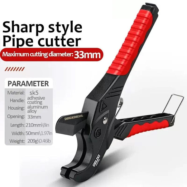 Planet Gates DHGDK33G DELIXI ELECTRIC Pipe Cutter，Pipe Scissors SK5 Material Ratchet Cutter PVC/PU/PP/PE Hose Cutting Hand Tool，for Plumber，Homeowners
