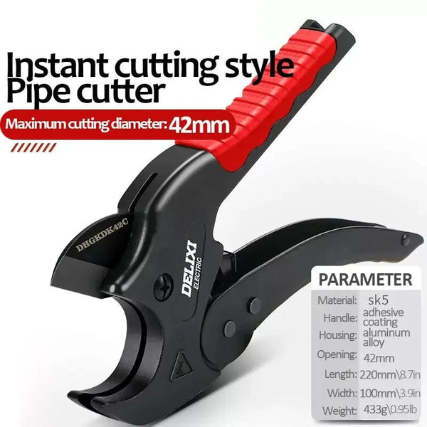 Planet Gates DHGDK33G DELIXI ELECTRIC Pipe Cutter，Pipe Scissors SK5 Material Ratchet Cutter PVC/PU/PP/PE Hose Cutting Hand Tool，for Plumber，Homeowners