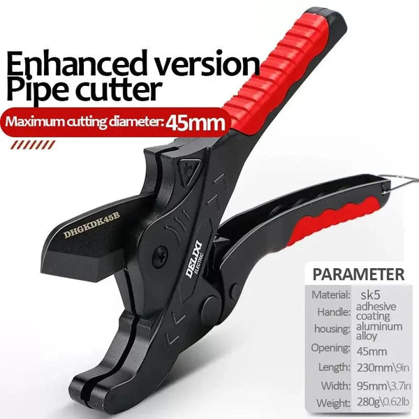Planet Gates DHGDK33G DELIXI ELECTRIC Pipe Cutter，Pipe Scissors SK5 Material Ratchet Cutter PVC/PU/PP/PE Hose Cutting Hand Tool，for Plumber，Homeowners