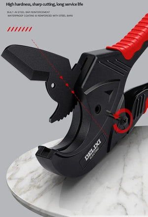 Planet Gates DHGDK33G DELIXI ELECTRIC Pipe Cutter，Pipe Scissors SK5 Material Ratchet Cutter PVC/PU/PP/PE Hose Cutting Hand Tool，for Plumber，Homeowners