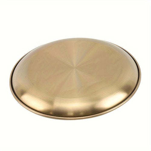 Planet Gates Diameter14cm 1pc Stainless Steel Golden Dessert Coffee Tray, Western Dinner Plate, Dining Tray Suitable For Food Coffee Breakfast Tea Golden Food Tray Decorative Trays, Weeding, Birthday, Pride Month Party Thanksgiving Halloween