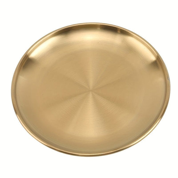 Planet Gates Diameter20cm 1pc Stainless Steel Golden Dessert Coffee Tray, Western Dinner Plate, Dining Tray Suitable For Food Coffee Breakfast Tea Golden Food Tray Decorative Trays, Weeding, Birthday, Pride Month Party Thanksgiving Halloween
