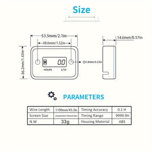Planet Gates Digital LCD Hour Meter Motor Waterproof Display For Bike Motorcycle ATV Snowmobile Marine Boat Ski Dirt Gas Engine