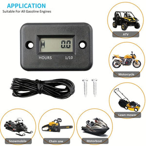 Planet Gates Digital LCD Hour Meter Motor Waterproof Display For Bike Motorcycle ATV Snowmobile Marine Boat Ski Dirt Gas Engine