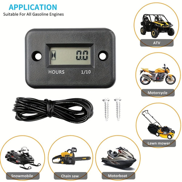 Planet Gates Digital LCD Hour Meter Motor Waterproof Display For Bike Motorcycle ATV Snowmobile Marine Boat Ski Dirt Gas Engine
