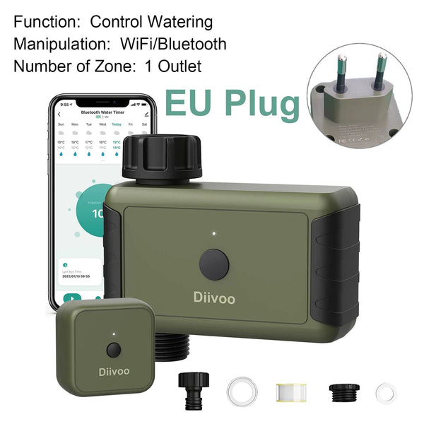 Planet Gates Diivoo 1/2/3 Zone Garden Watering Timer Wifi Automatic Drip Irrigation Controller Water Valve Garden Automatic Watering System