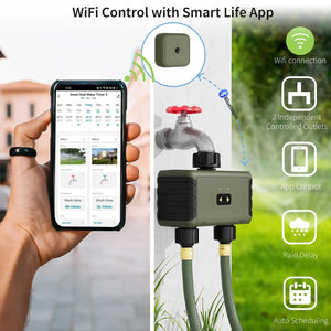 Planet Gates Diivoo 1/2/3 Zone Garden Watering Timer Wifi Automatic Drip Irrigation Controller Water Valve Garden Automatic Watering System