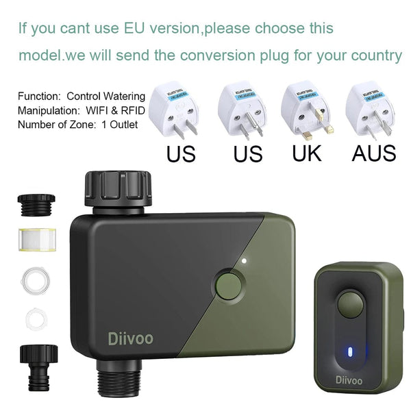 Planet Gates Diivoo 1/2/3 Zone Garden Watering Timer Wifi Automatic Drip Irrigation Controller Water Valve Garden Automatic Watering System
