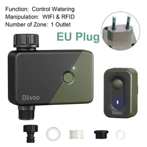 Planet Gates Diivoo 1/2/3 Zone Garden Watering Timer Wifi Automatic Drip Irrigation Controller Water Valve Garden Automatic Watering System