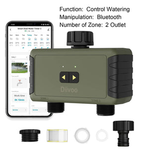 Planet Gates Diivoo 1/2/3 Zone Garden Watering Timer Wifi Automatic Drip Irrigation Controller Water Valve Garden Automatic Watering System