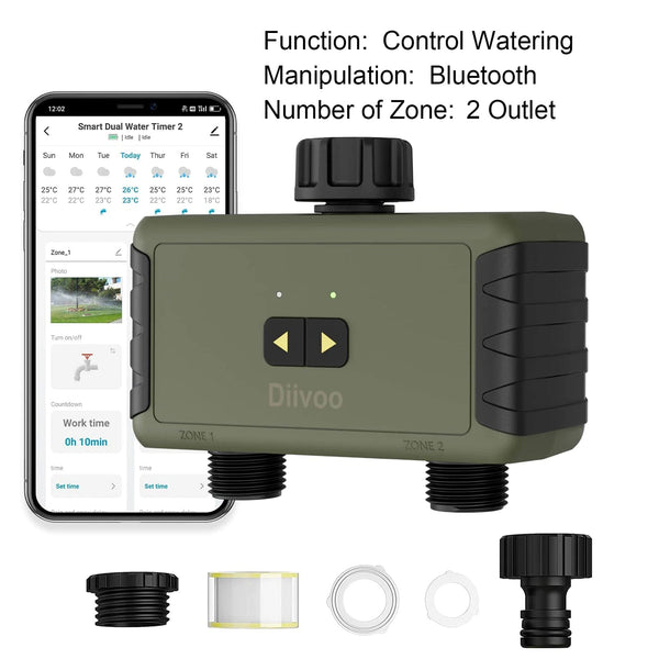 Planet Gates Diivoo 1/2/3 Zone Garden Watering Timer Wifi Automatic Drip Irrigation Controller Water Valve Garden Automatic Watering System
