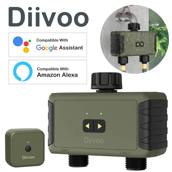 Planet Gates Diivoo 1/2/3 Zone Garden Watering Timer Wifi Automatic Drip Irrigation Controller Water Valve Garden Automatic Watering System