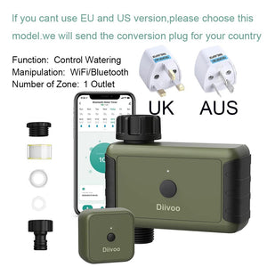 Planet Gates Diivoo 1/2/3 Zone Garden Watering Timer Wifi Automatic Drip Irrigation Controller Water Valve Garden Automatic Watering System