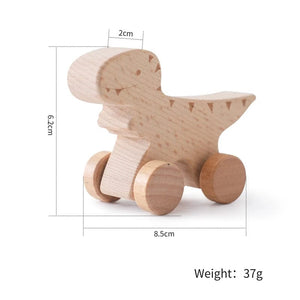 Planet Gates Dinosaur-01 1PC Baby Toy Beech Wood Block Cartoon Dinosaur Car Educational Montessori Toy Baby Teething Play Gym Baby Birthday Gift Products
