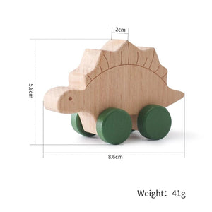 Planet Gates Dinosaur-02 1PC Baby Toy Beech Wood Block Cartoon Dinosaur Car Educational Montessori Toy Baby Teething Play Gym Baby Birthday Gift Products