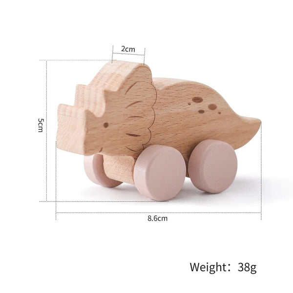 Planet Gates Dinosaur-03 1PC Baby Toy Beech Wood Block Cartoon Dinosaur Car Educational Montessori Toy Baby Teething Play Gym Baby Birthday Gift Products