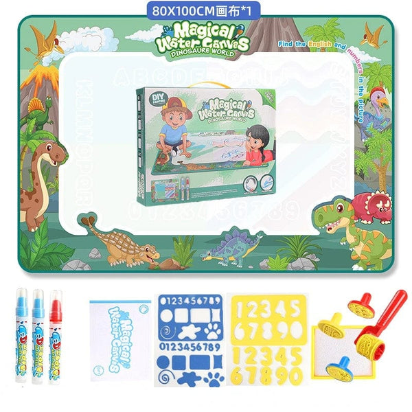 Planet Gates Dinosaur 100x80CM 100x80CM Magic Water Drawing Mat Coloring Doodle With Reusable Magic Pens Montessori Painting Board Educational Toys Kids Gifts