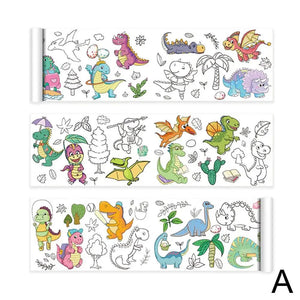 Planet Gates Dinosaur / CN Children's Drawing Roll Sticky Color Filling Paper Graffiti Scroll Coloring Paper Roll For Kids DIY Painting Educational Toys