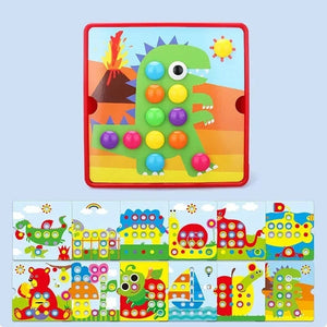 Planet Gates Dinosaur Set 3D Mushroom Nail Puzzle Jigsaw Toy Montessori Baby Toys Cartoon Animal Puzzles Game Kids Early Educational Toys Children Gifts