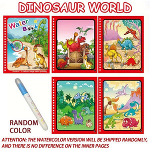 Planet Gates Dinosaur World Magical Book Water Drawing Montessori Toys Reusable Coloring Book Magic Water Drawing Book Sensory Early Education for Children