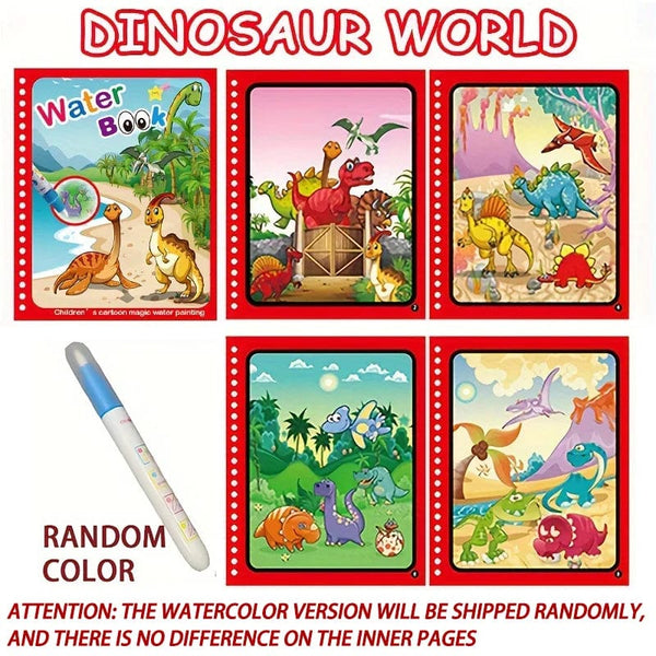 Planet Gates Dinosaur World Magical Book Water Drawing Montessori Toys Reusable Coloring Book Magic Water Drawing Book Sensory Early Education for Children