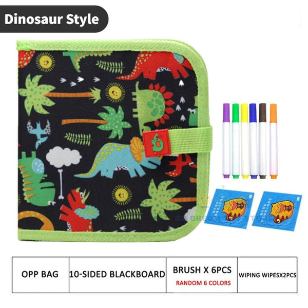 Planet Gates Dinsour 10 Pages Erasable Doodle Book Reusable Drawing Board With Magic Pens Painting Toys For Kids Montessori Educational Toy DIY Toddlers Gift
