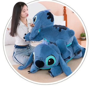 Planet Gates Disney 45/60/80cm Stitch Doll Plush Toys Lilo&Stitch Plush Stuffed Doll Soft Pillow Prone Posture Dark/Light Blue Cute Toy Gifts