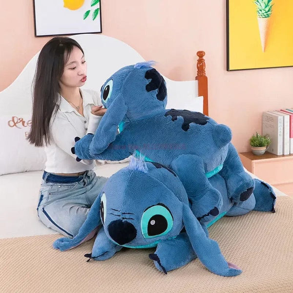 Planet Gates Disney 45/60/80cm Stitch Doll Plush Toys Lilo&Stitch Plush Stuffed Doll Soft Pillow Prone Posture Dark/Light Blue Cute Toy Gifts
