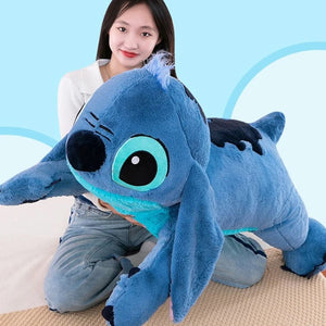 Planet Gates Disney 45/60/80cm Stitch Doll Plush Toys Lilo&Stitch Plush Stuffed Doll Soft Pillow Prone Posture Dark/Light Blue Cute Toy Gifts