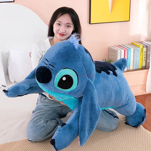 Planet Gates Disney 45/60/80cm Stitch Doll Plush Toys Lilo&Stitch Plush Stuffed Doll Soft Pillow Prone Posture Dark/Light Blue Cute Toy Gifts