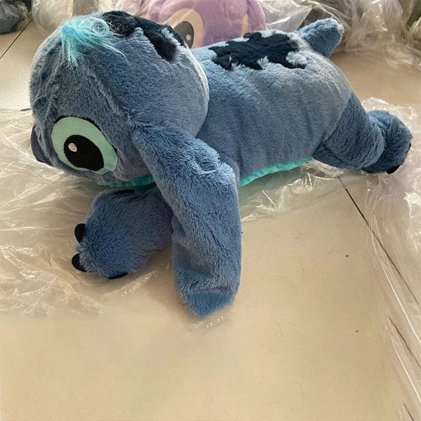 Planet Gates Disney 45/60/80cm Stitch Doll Plush Toys Lilo&Stitch Plush Stuffed Doll Soft Pillow Prone Posture Dark/Light Blue Cute Toy Gifts