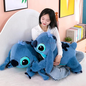 Planet Gates Disney 45/60/80cm Stitch Doll Plush Toys Lilo&Stitch Plush Stuffed Doll Soft Pillow Prone Posture Dark/Light Blue Cute Toy Gifts