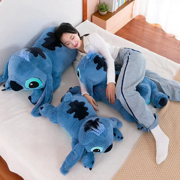 Planet Gates Disney 45/60/80cm Stitch Doll Plush Toys Lilo&Stitch Plush Stuffed Doll Soft Pillow Prone Posture Dark/Light Blue Cute Toy Gifts