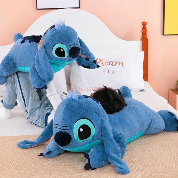 Planet Gates Disney 45/60/80cm Stitch Doll Plush Toys Lilo&Stitch Plush Stuffed Doll Soft Pillow Prone Posture Dark/Light Blue Cute Toy Gifts
