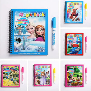 Planet Gates Disney Kids Puzzle Graffiti Painting Book Cartoon Anime Frozen Spiderman Cars Sofia Princes Mickey DIY Magic Watercolor Painting