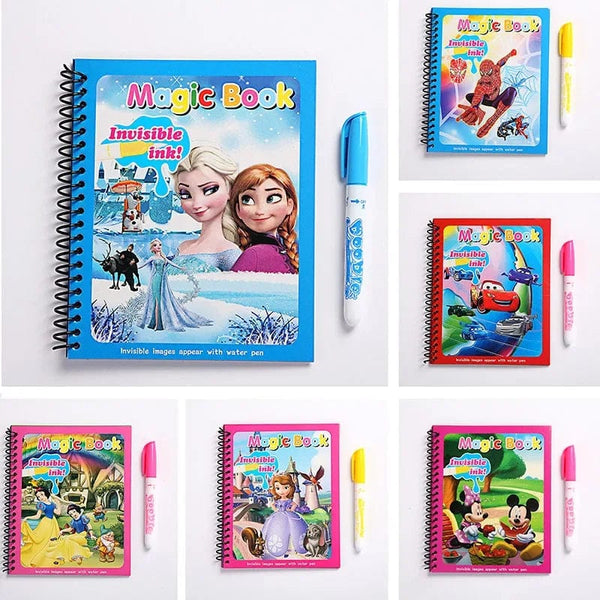 Planet Gates Disney Kids Puzzle Graffiti Painting Book Cartoon Anime Frozen Spiderman Cars Sofia Princes Mickey DIY Magic Watercolor Painting