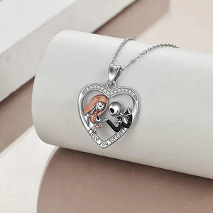 Planet Gates Disney Nightmare Before Christmas Necklace Jack Sally Movie Figures Sweater Chain Fashion Jewelry Accessories Women Lover Gifts
