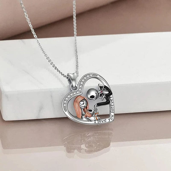 Planet Gates Disney Nightmare Before Christmas Necklace Jack Sally Movie Figures Sweater Chain Fashion Jewelry Accessories Women Lover Gifts