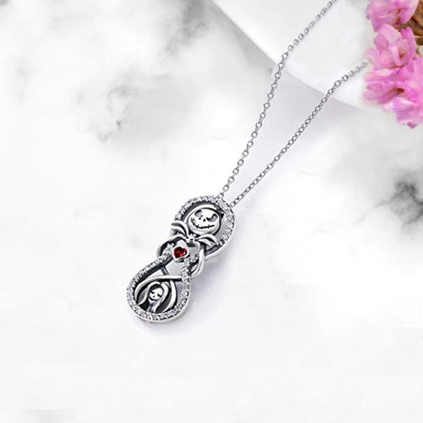 Planet Gates Disney Nightmare Before Christmas Necklace Jack Sally Movie Figures Sweater Chain Fashion Jewelry Accessories Women Lover Gifts