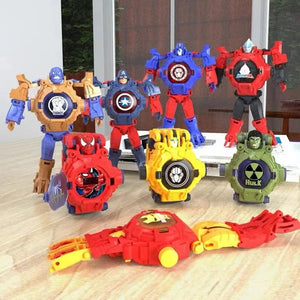 Planet Gates Disney Spiderman 24 Projection Patterns Children Watches for Boy Deformation Robot Projection Electronic Clock Kids Christmas
