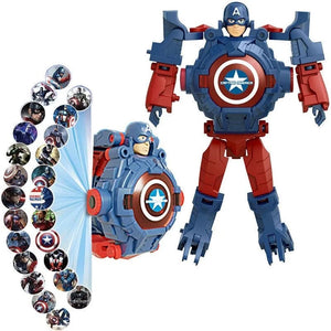 Planet Gates Disney Spiderman 24 Projection Patterns Children Watches for Boy Deformation Robot Projection Electronic Clock Kids Christmas