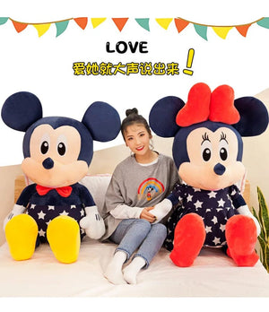 Planet Gates Disney Star Mickey Plush Toy Minnie Doll Large Couple Mickey Mouse Playing with Children's Pillow Doll Gifts