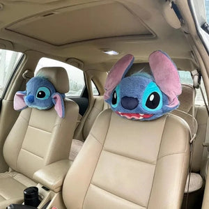 Planet Gates Disney Stitch Car Seat Belt Cover Neck Pillow Cartoon Anime Headrest Neck Support Universal Auto Plush Cute Interior Accessories