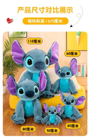 Planet Gates Disney Stitch Plush Toys Dolls Anime Stitch Sitting Stitch 45/60cm Cartoon Stuffed Doll Children's Comforting Pillow Kids Gifts