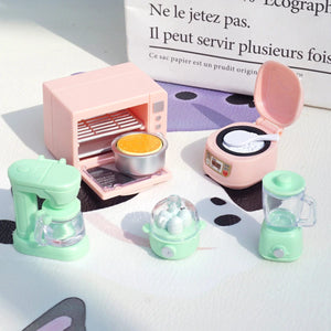 Planet Gates DIY Dollhouse Bear Biscuits 1/12 Miniature Furniture Toaster Oven Mixer Electronic Scale Model Set Kitchen Toys For Girl Gift