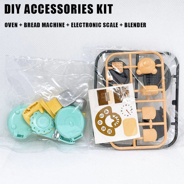 Planet Gates DIY Dollhouse Bear Biscuits 1/12 Miniature Furniture Toaster Oven Mixer Electronic Scale Model Set Kitchen Toys For Girl Gift