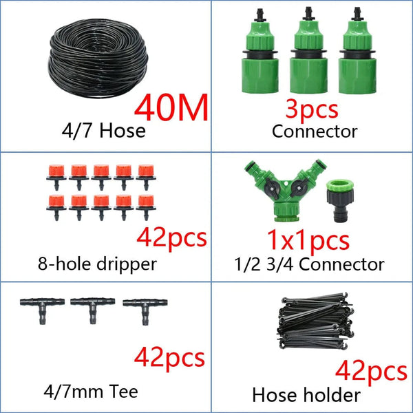 Planet Gates DIY Drip Irrigation System Automatic Watering Garden Hose Micro Drip Watering Kits with Adjustable Drippers Gardening Tool Kit