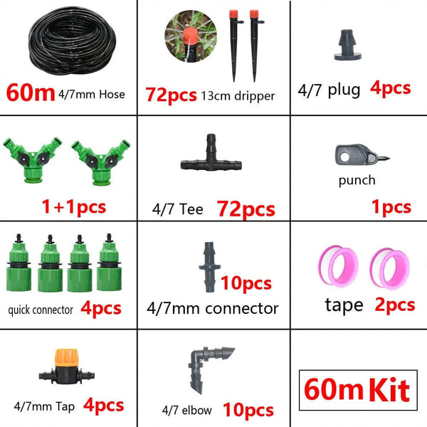 Planet Gates DIY Drip Irrigation System Automatic Watering Kit Irrigation Timer Garden Hose Adjustable Dripper Garden Tool Set